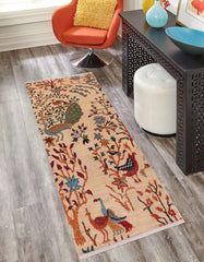 handmade Traditional Kafkaz Beige Rust Hand Knotted RUNNER 100% WOOL area rug 3' x 5'
