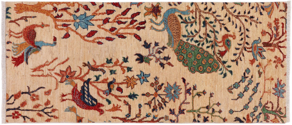 handmade Traditional Kafkaz Beige Rust Hand Knotted RUNNER 100% WOOL area rug 3' x 5'
