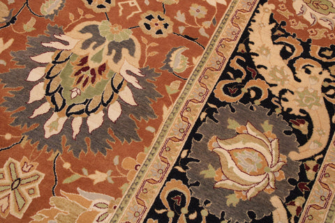 handmade Transitional Hashmi Brown Black Hand Knotted RECTANGLE 100% WOOL area rug 9x12