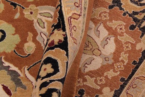 handmade Transitional Hashmi Brown Black Hand Knotted RECTANGLE 100% WOOL area rug 9x12