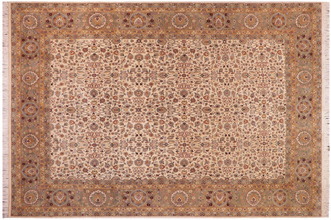 handmade Traditional  Beige Tan Hand Knotted RECTANGLE 100% WOOL area rug 9x12