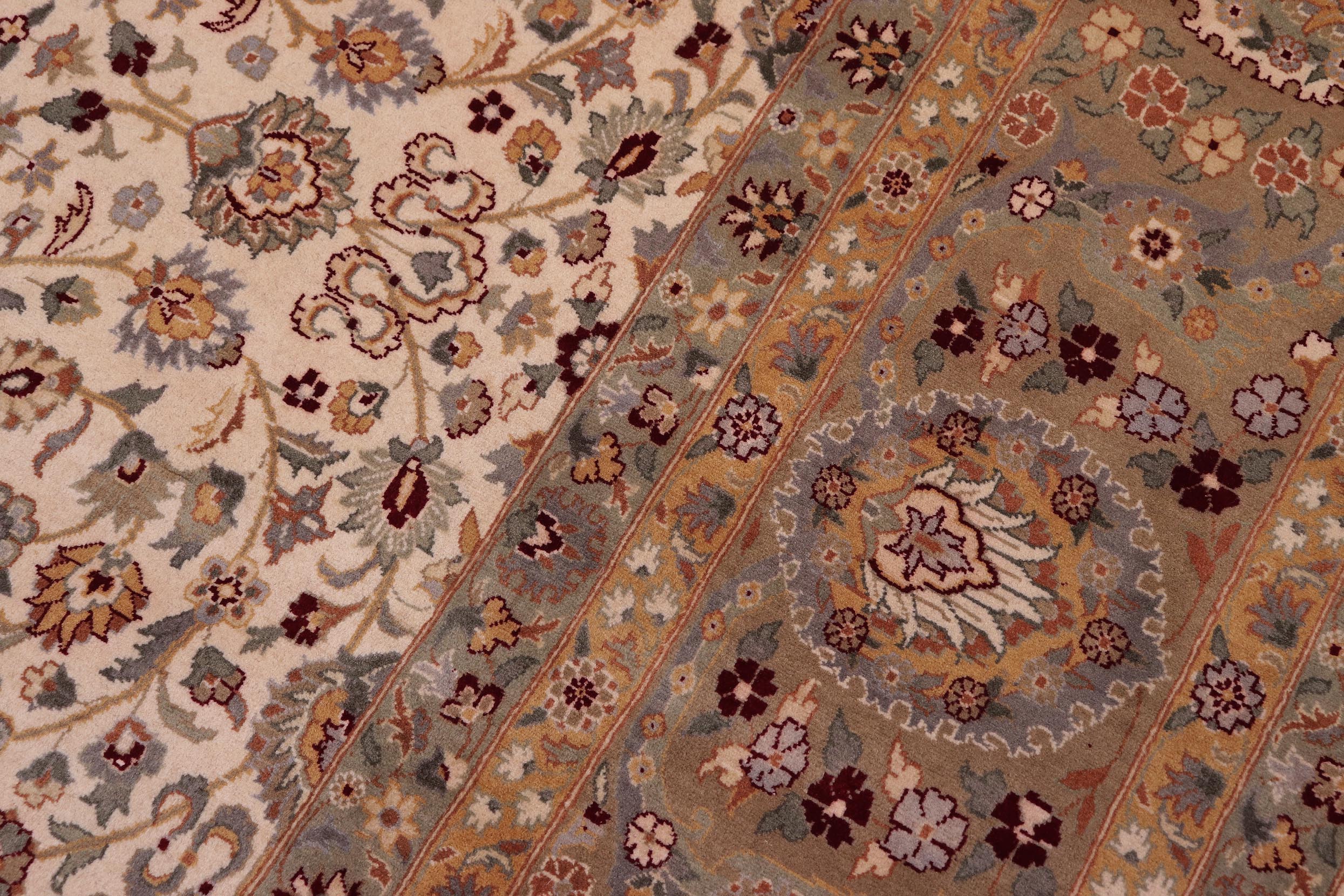 handmade Traditional  Beige Tan Hand Knotted RECTANGLE 100% WOOL area rug 9x12