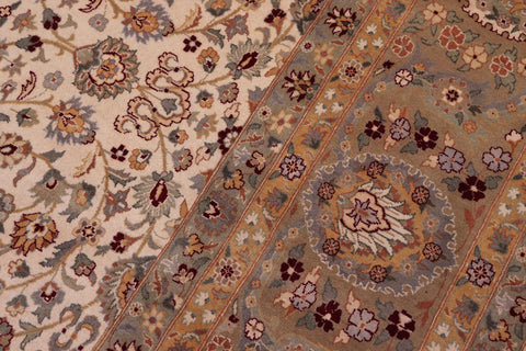 handmade Traditional  Beige Tan Hand Knotted RECTANGLE 100% WOOL area rug 9x12