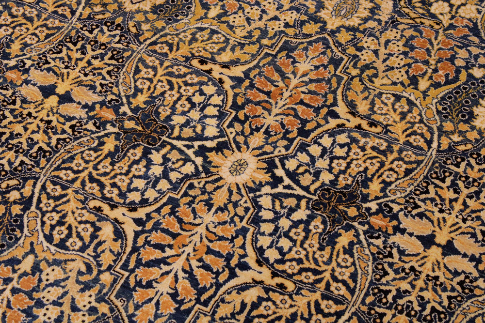 handmade Transitional Tabriz Blue Gold Hand Knotted RECTANGLE 100% WOOL area rug 9x12