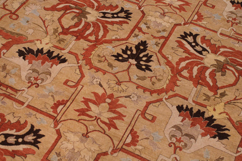 handmade Transitional  Gold Tan Hand Knotted RECTANGLE 100% WOOL area rug 9x12