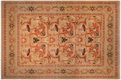 handmade Transitional  Gold Tan Hand Knotted RECTANGLE 100% WOOL area rug 9x12