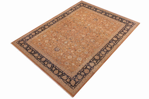 handmade Traditional Agra Rust Blue Hand Knotted RECTANGLE 100% WOOL area rug 9x12