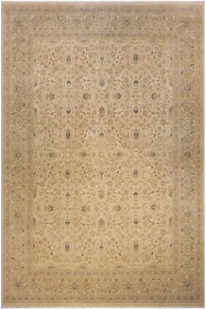 Traditional Taj Susana Beige Taupe Hand Knotted Area rugs 9 x 12