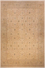 Traditional Taj Susana Beige Taupe Hand Knotted Area rugs 9 x 12