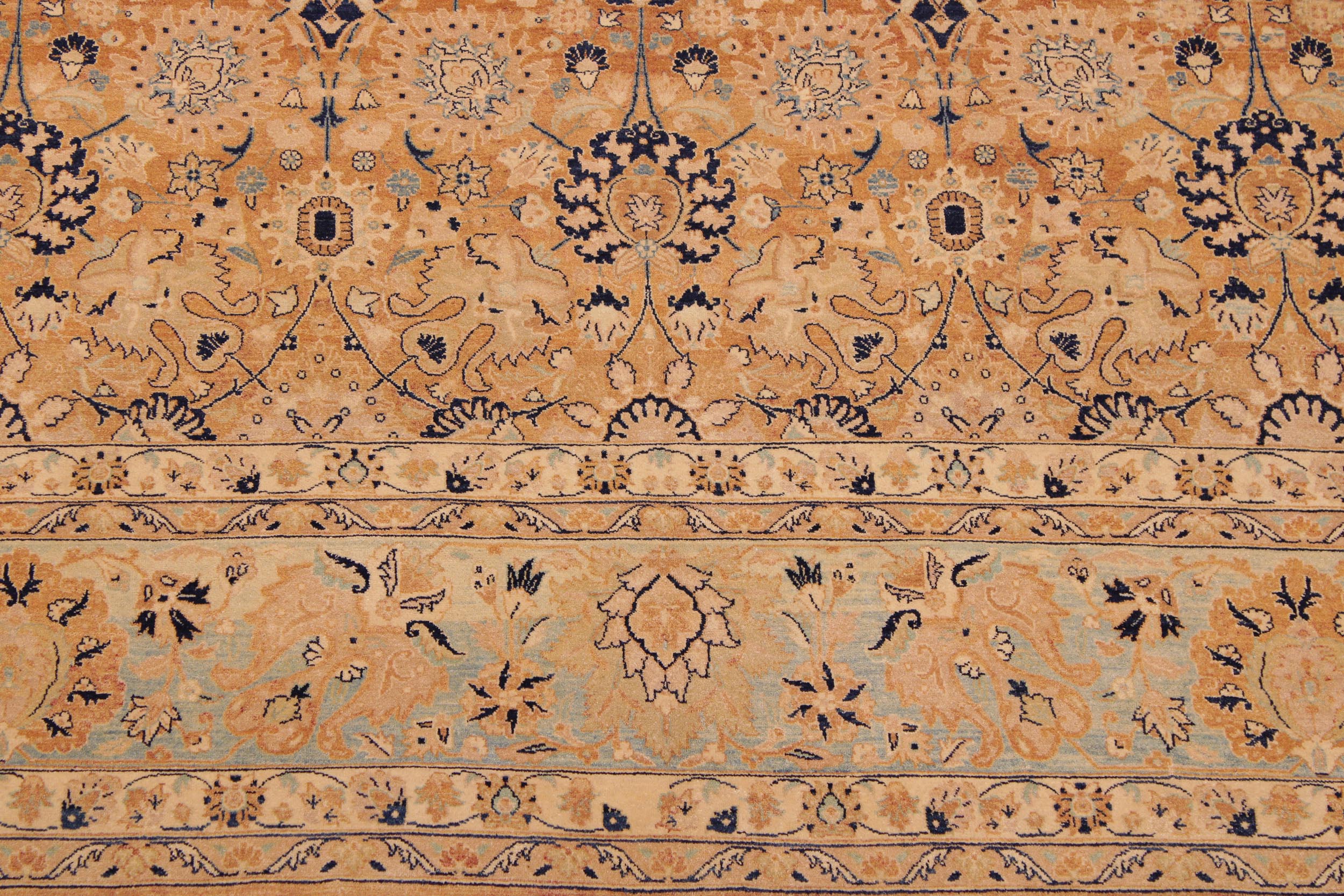 handmade Transitional Tabriz Brown Blue Hand Knotted RECTANGLE 100% WOOL area rug 9 x 12