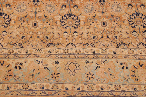 handmade Transitional Tabriz Brown Blue Hand Knotted RECTANGLE 100% WOOL area rug 9 x 12