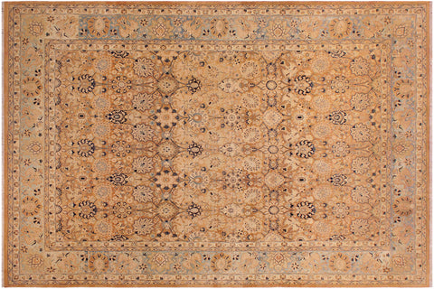 handmade Transitional Tabriz Brown Blue Hand Knotted RECTANGLE 100% WOOL area rug 9 x 12