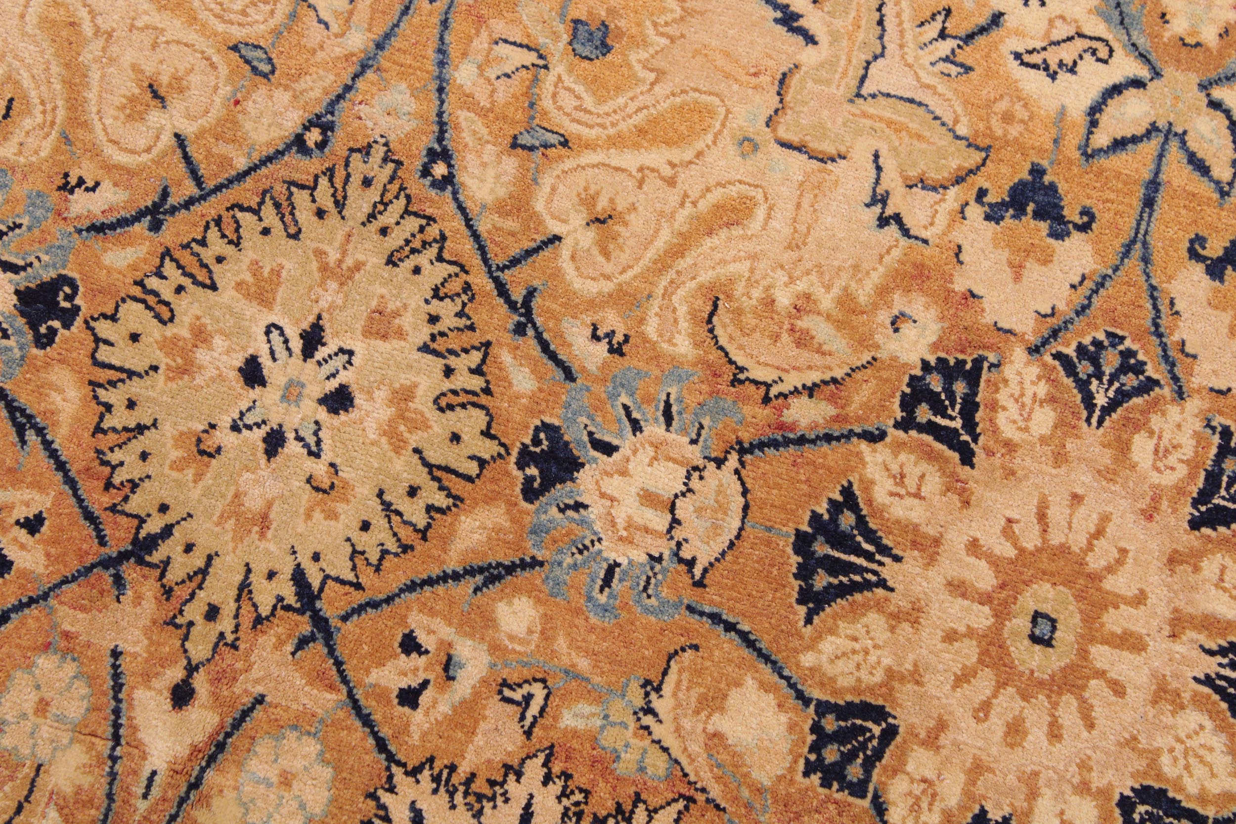 handmade Transitional Tabriz Brown Blue Hand Knotted RECTANGLE 100% WOOL area rug 9 x 12