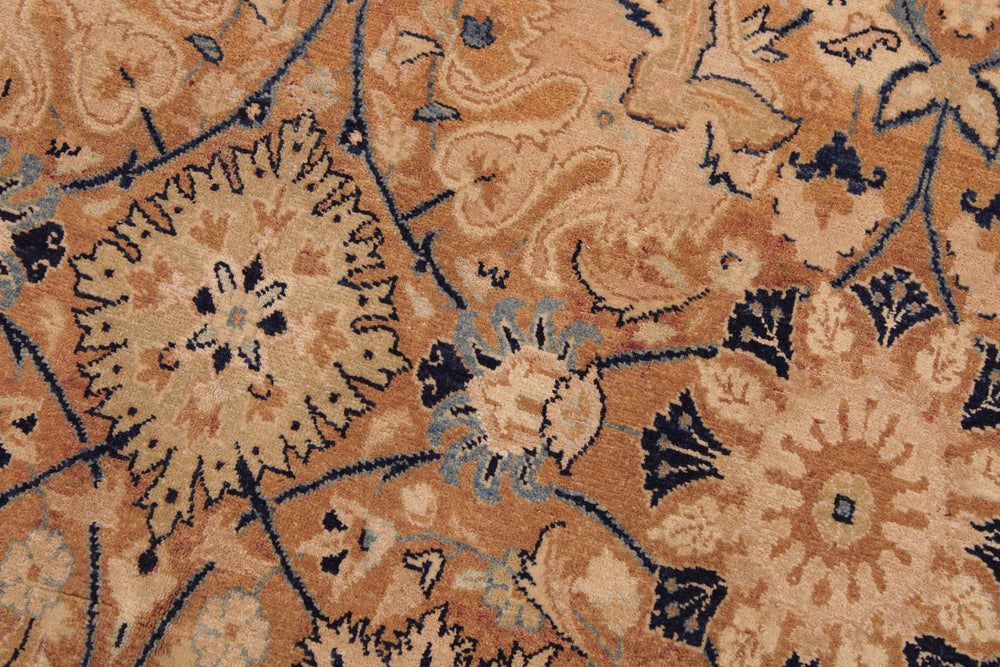 handmade Transitional Tabriz Brown Blue Hand Knotted RECTANGLE 100% WOOL area rug 9x12