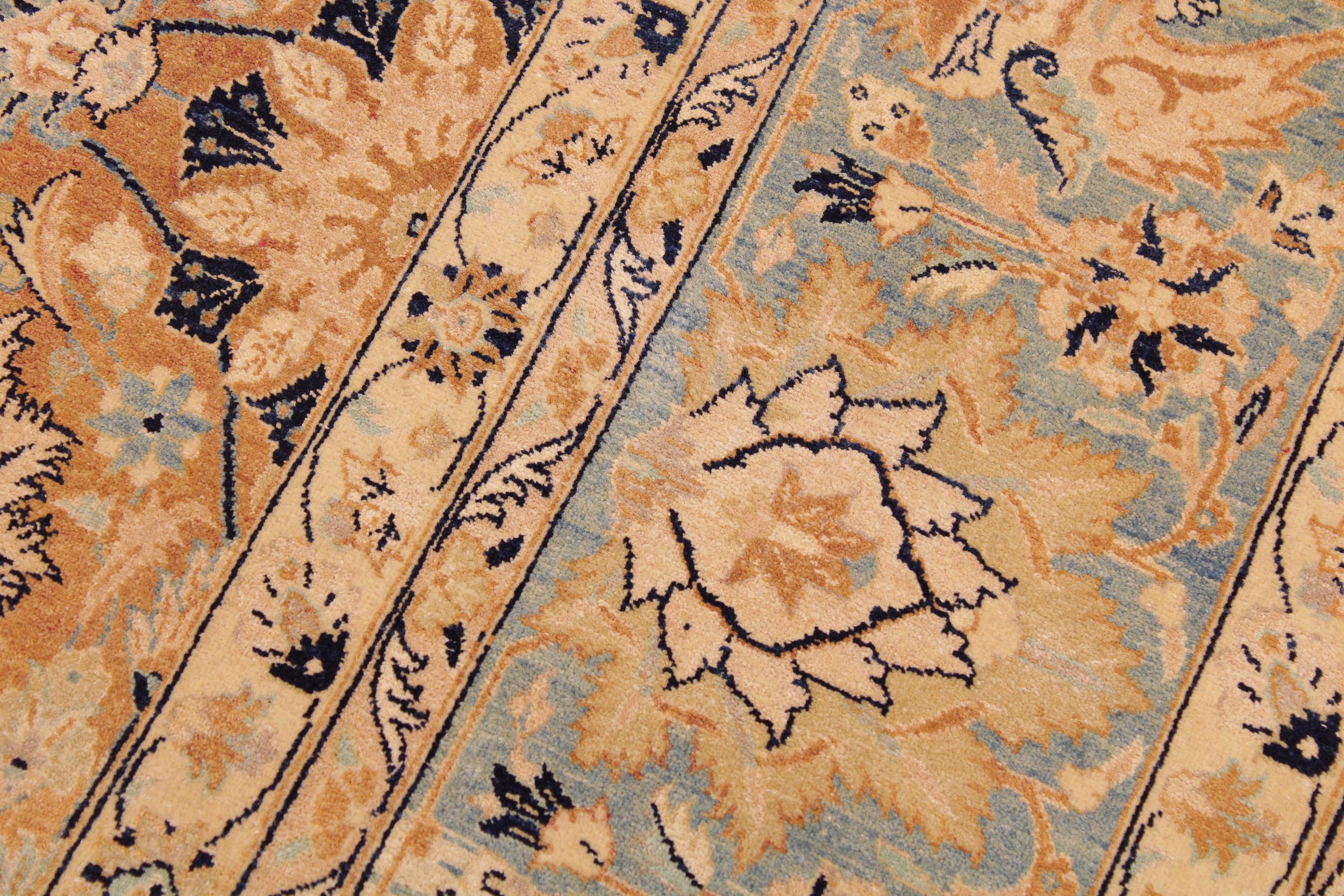 handmade Transitional Tabriz Brown Blue Hand Knotted RECTANGLE 100% WOOL area rug 9 x 12