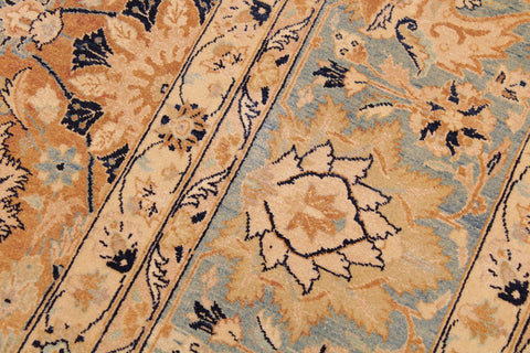 handmade Transitional Tabriz Brown Blue Hand Knotted RECTANGLE 100% WOOL area rug 9 x 12