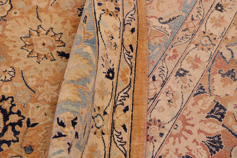 handmade Transitional Tabriz Brown Blue Hand Knotted RECTANGLE 100% WOOL area rug 9 x 12