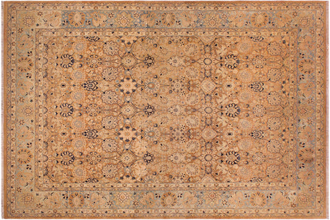handmade Transitional Tabriz Brown Blue Hand Knotted RECTANGLE 100% WOOL area rug 9x12