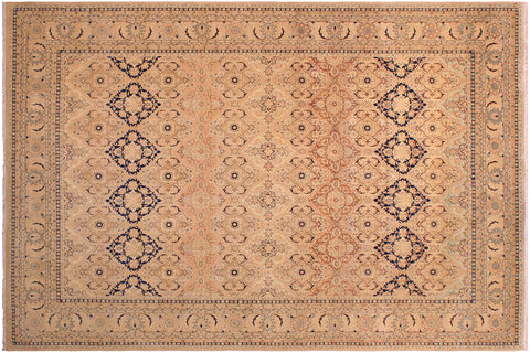 handmade Traditional Kirman Multi Tan Hand Knotted RECTANGLE 100% WOOL area rug 9x12