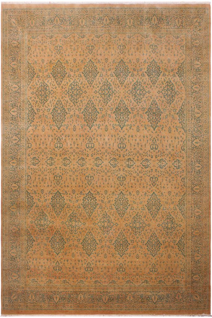Traditional Veg Dye Elise Brown Green Hand Knotted Area rugs 9 x 12