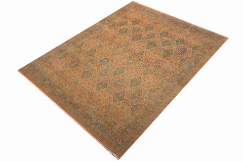 handmade Transitional Veg Dye Brown Green Hand Knotted RECTANGLE 100% WOOL area rug 9x12
