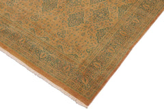 Semi-Antique Elise Brown/Green Wool Rug - 9'0'' x 11'6''