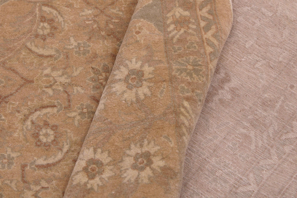 handmade Transitional  Tan Gold Hand Knotted RECTANGLE 100% WOOL area rug 9x12