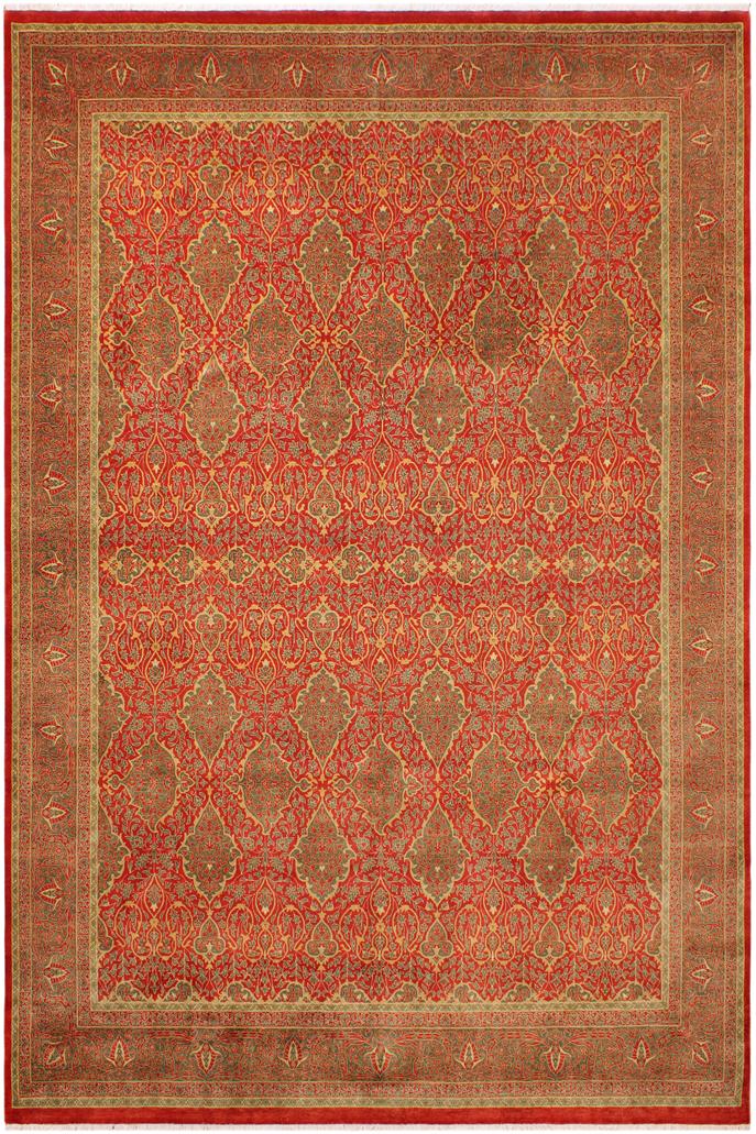 Traditional Veg Dye Isabelle Rust Green Hand Knotted Area rugs 9 x 12
