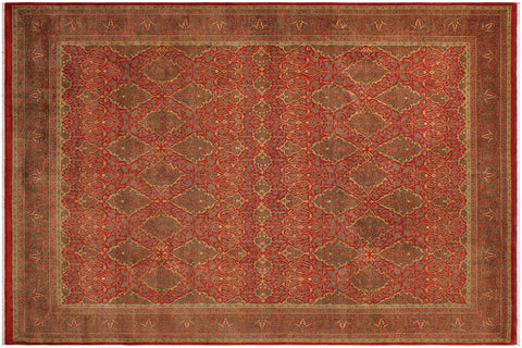 handmade Transitional Veg Dye Rust Green Hand Knotted RECTANGLE 100% WOOL area rug 9x12