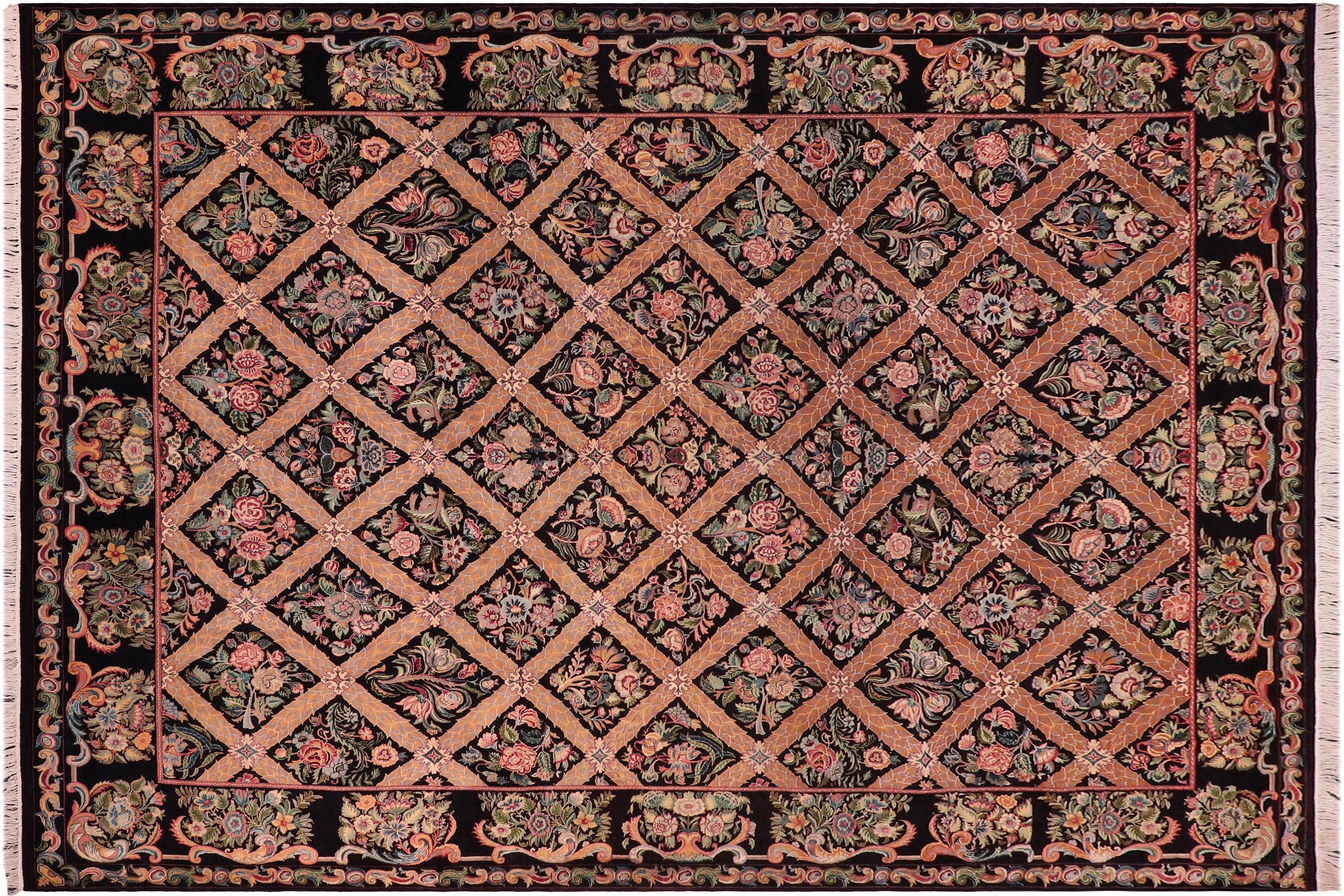 handmade Transitional Bakhtair Black Black Hand Knotted RECTANGLE 100% WOOL area rug 9x12
