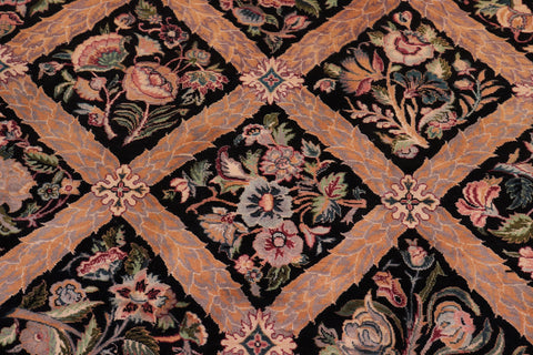 handmade Transitional Bakhtair Black Black Hand Knotted RECTANGLE 100% WOOL area rug 9x12