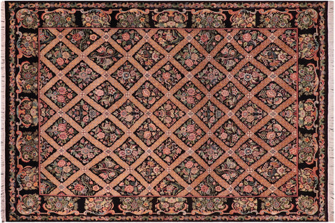 handmade Transitional Bakhtair Black Black Hand Knotted RECTANGLE 100% WOOL area rug 9x12