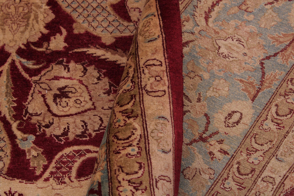 handmade Traditional Agra #2 Red Lt. Blue Hand Knotted RECTANGLE 100% WOOL area rug 9x12