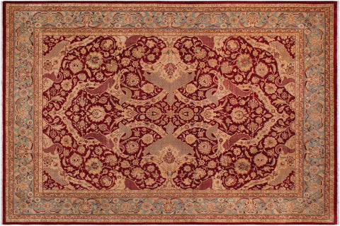 handmade Traditional Agra #2 Red Lt. Blue Hand Knotted RECTANGLE 100% WOOL area rug 9x12