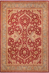 Traditional Agra #2 Rachelle Red Lt. Blue Hand Knotted Area rugs 9 x 12