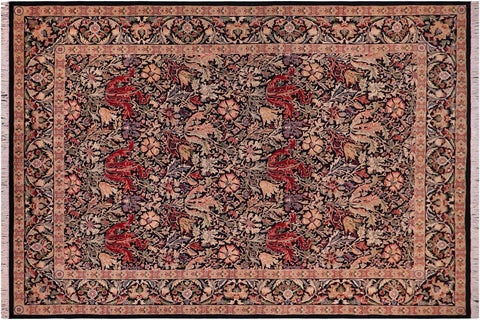 handmade Transitional Gulshanayub Black Black Hand Knotted RECTANGLE 100% WOOL area rug 9x12