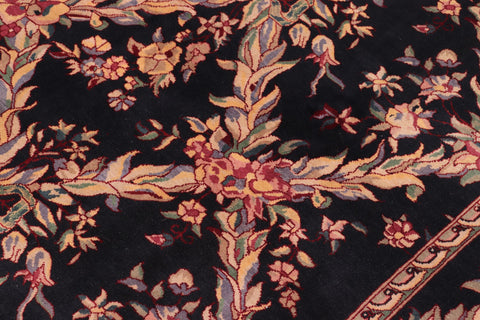 handmade Transitional Basan Black Black Hand Knotted RECTANGLE 100% WOOL area rug 9x12