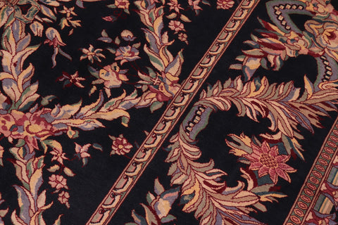 handmade Transitional Basan Black Black Hand Knotted RECTANGLE 100% WOOL area rug 9x12