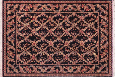 handmade Transitional Basan Black Black Hand Knotted RECTANGLE 100% WOOL area rug 9x12
