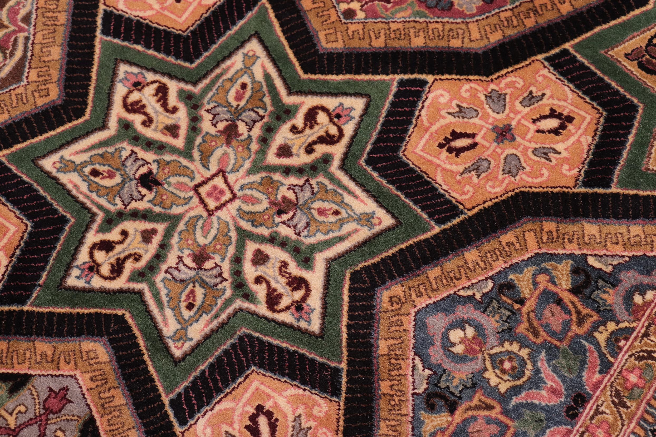 handmade Transitional Mugalart Black Multi Hand Knotted RECTANGLE 100% WOOL area rug 9x12