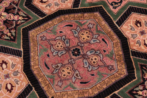 handmade Transitional Mugalart Black Multi Hand Knotted RECTANGLE 100% WOOL area rug 9x12