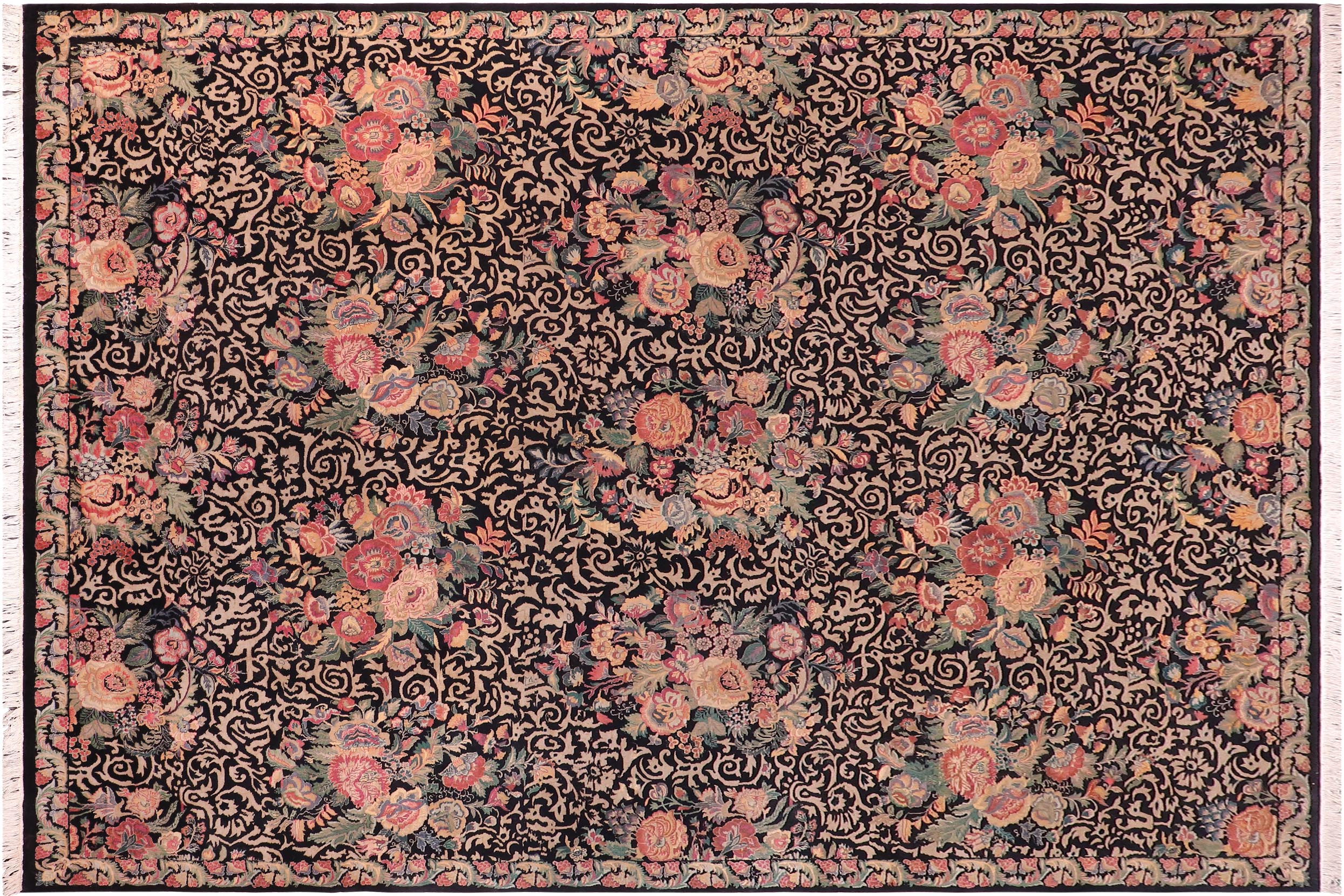 handmade Transitional Akbar Black Black Hand Knotted RECTANGLE 100% WOOL area rug 9x12
