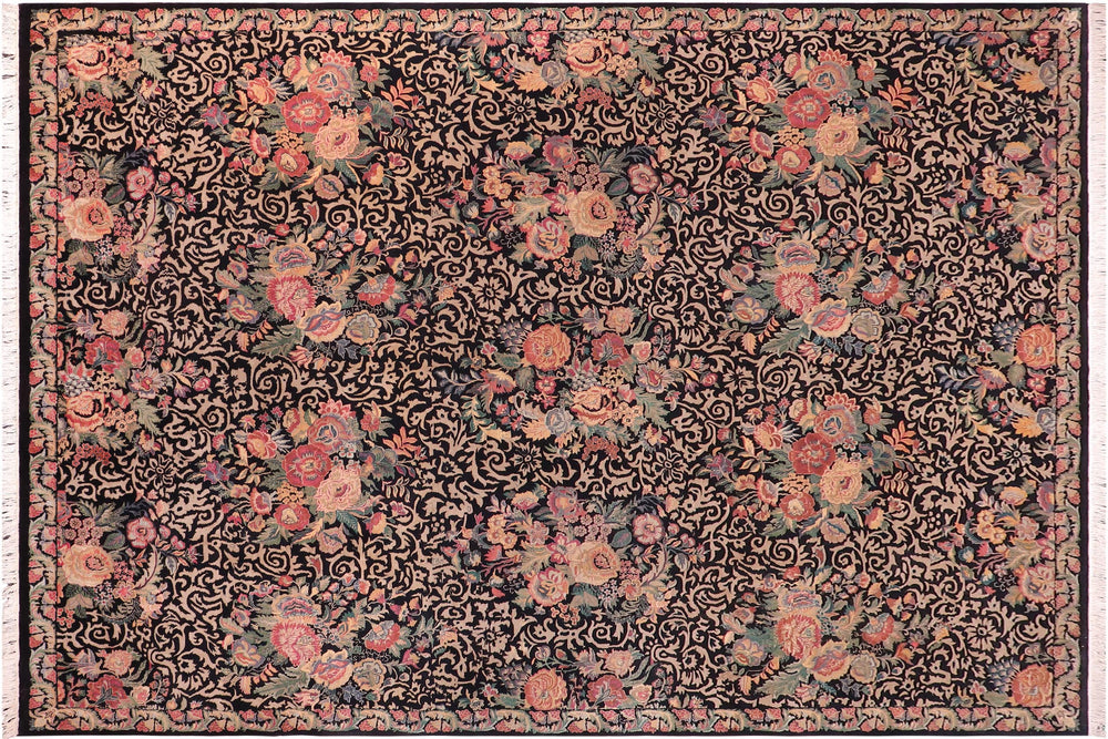 handmade Transitional Akbar Black Black Hand Knotted RECTANGLE 100% WOOL area rug 9x12