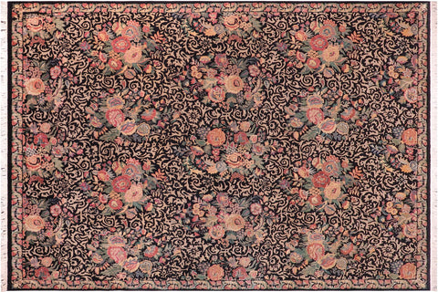 handmade Transitional Akbar Black Black Hand Knotted RECTANGLE 100% WOOL area rug 9x12