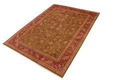 Semi-Antique Kashan Petra Green/Red Wool Rug - 9'2'' x 12'1''