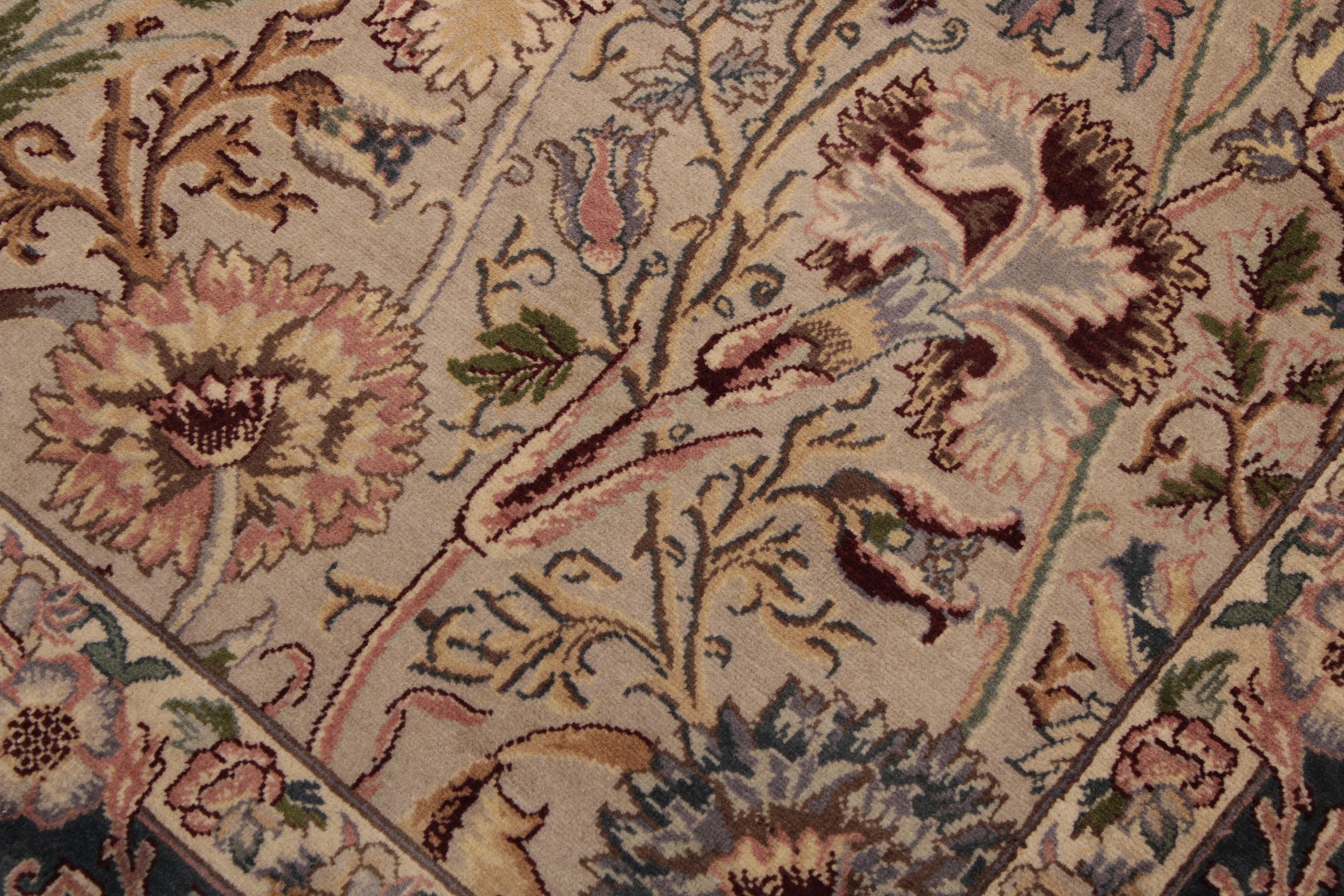 handmade Transitional Irfan Lt. Gray Teal Green Hand Knotted RECTANGLE 100% WOOL area rug 9x12