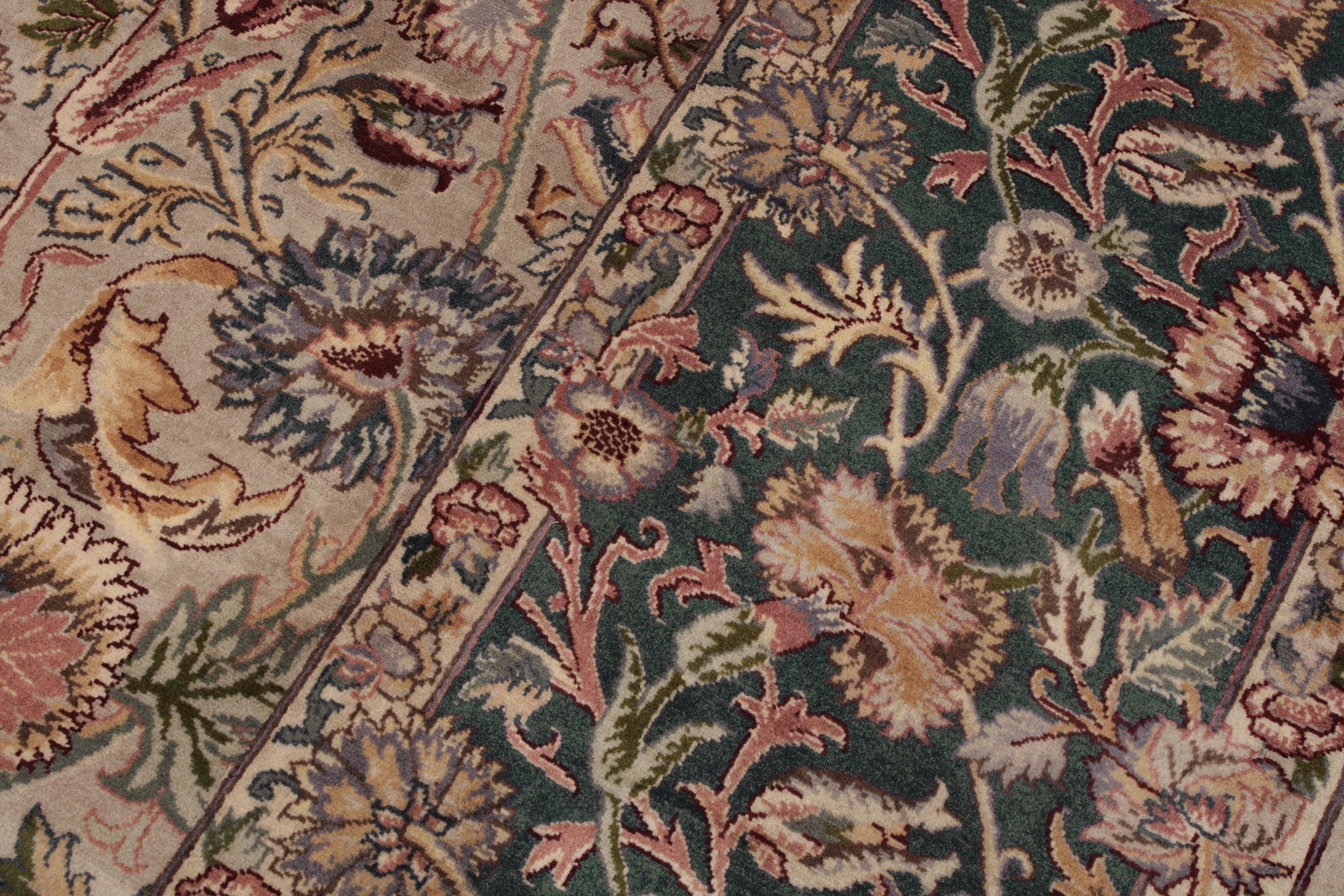 handmade Transitional Irfan Lt. Gray Teal Green Hand Knotted RECTANGLE 100% WOOL area rug 9x12