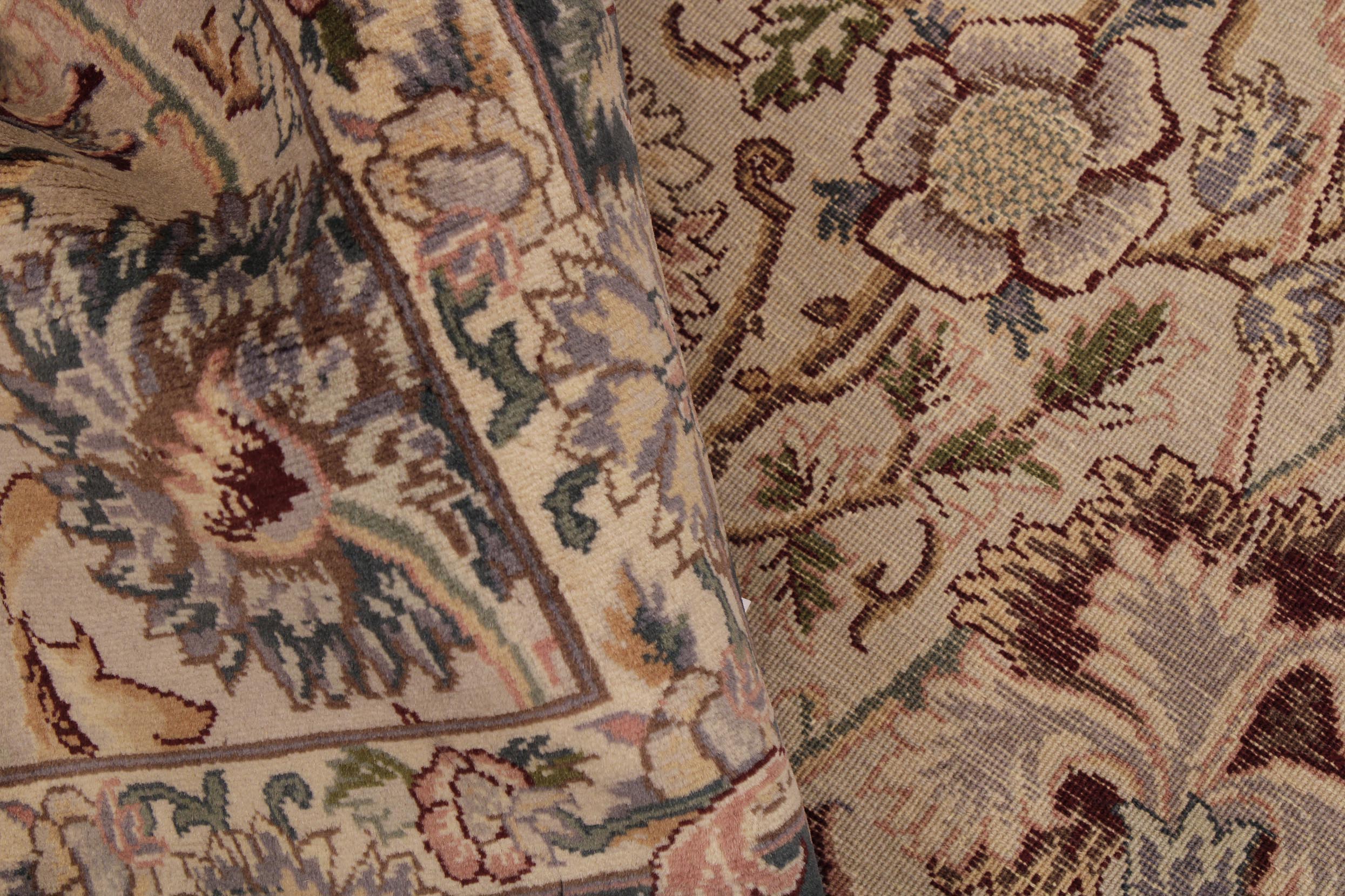 handmade Transitional Irfan Lt. Gray Teal Green Hand Knotted RECTANGLE 100% WOOL area rug 9x12