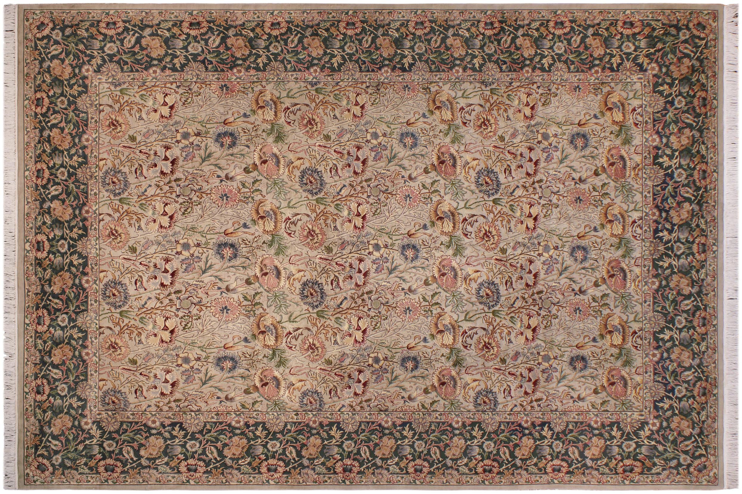 handmade Transitional Irfan Lt. Gray Teal Green Hand Knotted RECTANGLE 100% WOOL area rug 9x12