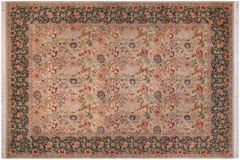 handmade Transitional Irfan Lt. Gray Teal Green Hand Knotted RECTANGLE 100% WOOL area rug 9x12